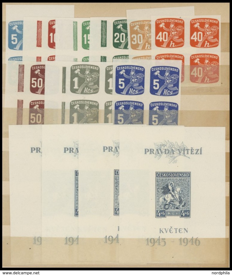 TSCHECHOSLOWAKEI *,**,o , Altes Dublettenbuch Tschechoslowakei Bis Ca. 1938, Teils In Postfrischen Blockstücken - Collections, Lots & Series