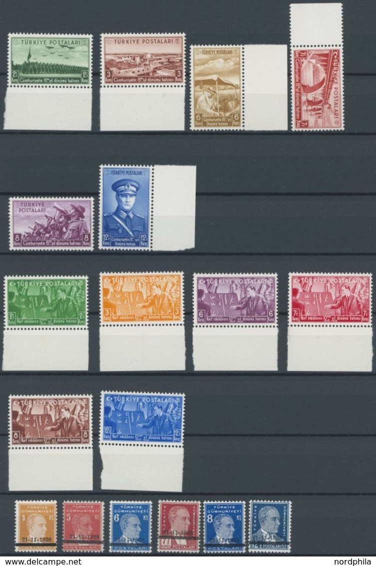 TÜRKEI 1029-58 **, 1938/9, 5 Postfrische Prachtsätze, Mi. 109.- - Sonstige & Ohne Zuordnung