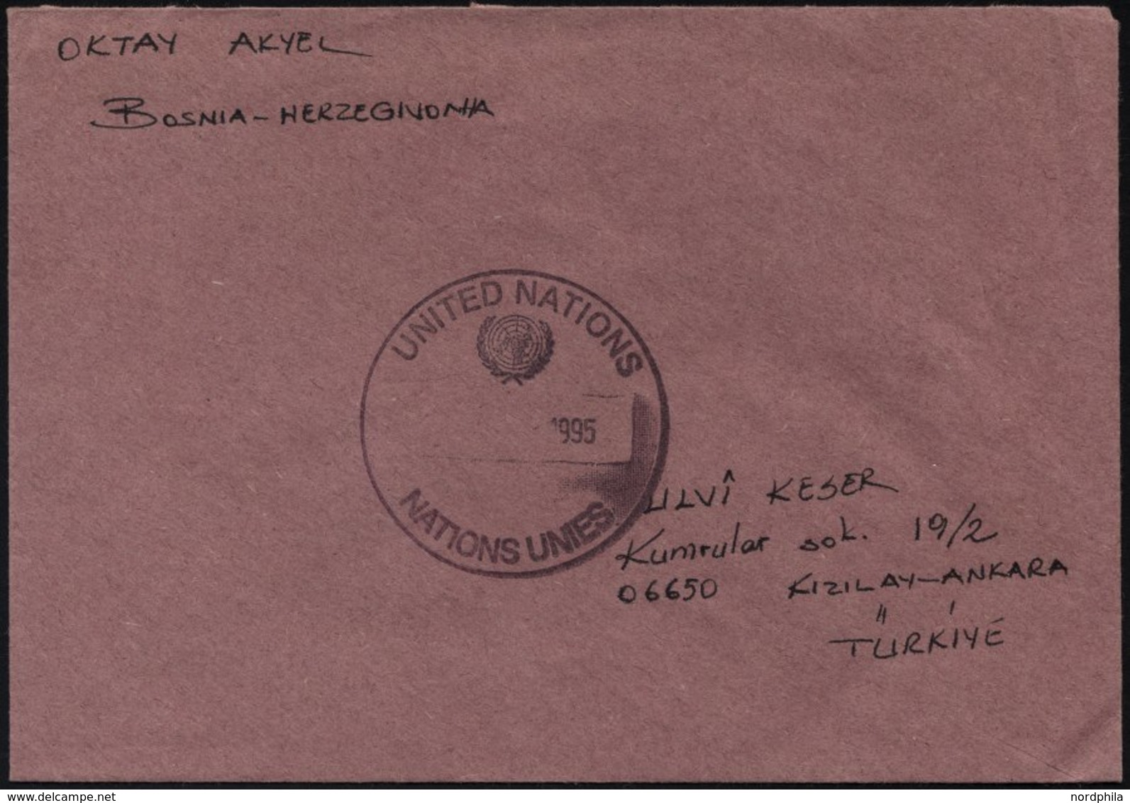 TÜRKEI 1995, Portofreier Feldpostbrief Der Türkischen UNO-Truppen, Pracht - Autres & Non Classés
