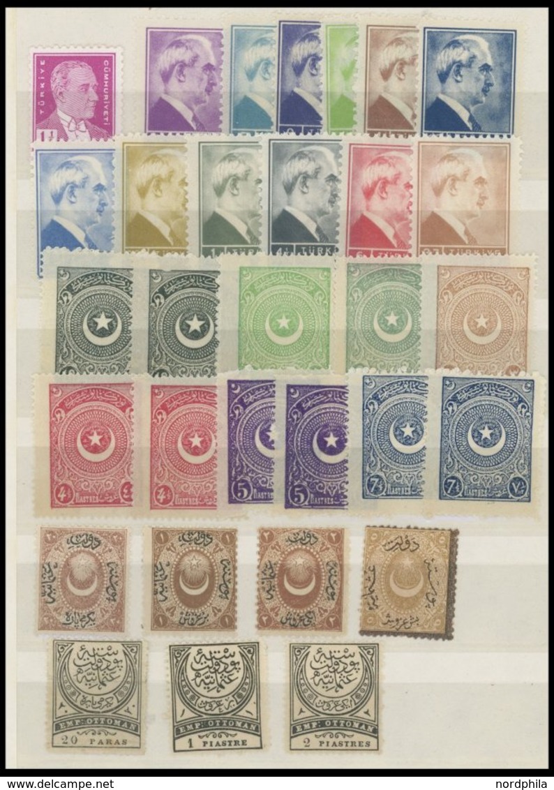 TÜRKEI **,*,o , 1865-ca. 1942, interessante Partie incl. Gebiete im kleinen Einsteckbuch, besichtigen!