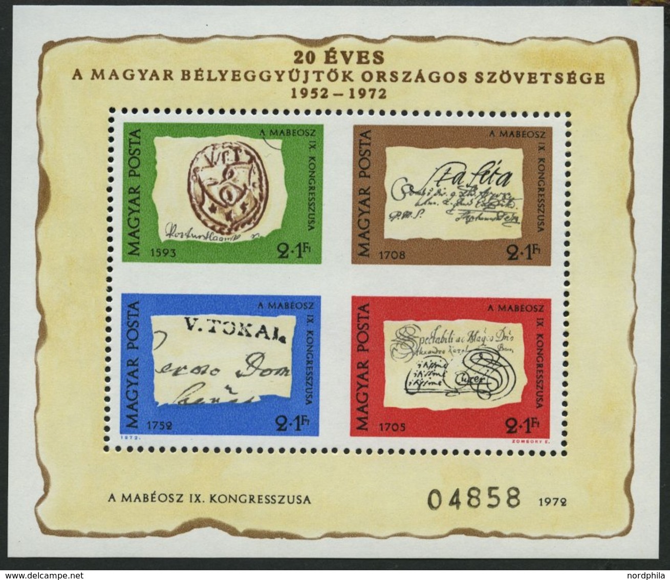 UNGARN Bl. 88I **, 1972, Block Tag Der Briefmarke Ohne Mittelzähnung, Pracht, Mi. 250.- - Sonstige & Ohne Zuordnung