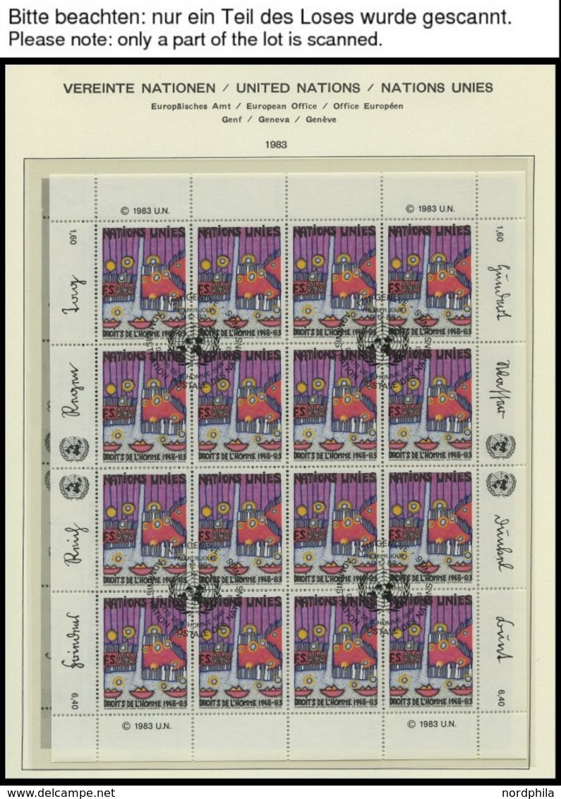 UNO - GENF KB O, 1983-89, 4 Verschiedene Kleinbogensätze: Mi.Nr. 117/8, 158/9, 165/6 Und 180/1 Mit Zentrischen Ersttags- - Other & Unclassified
