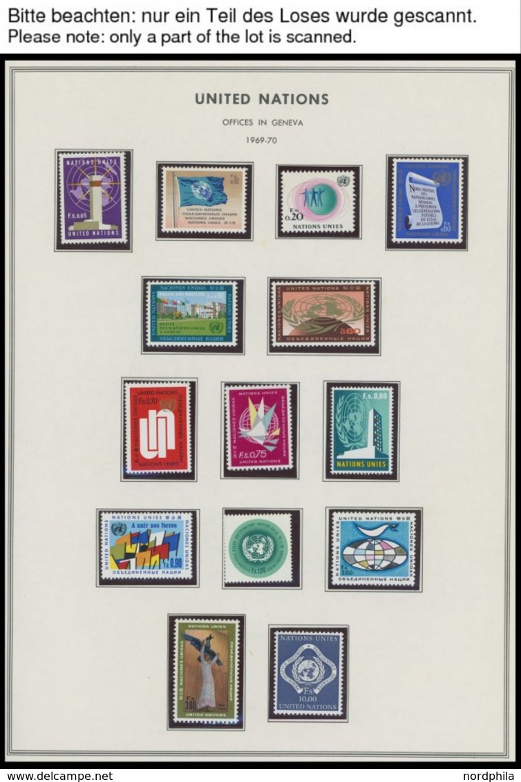 UNO - GENF **, Komplette Postfrische Sammlung UNO-Genf Von 1969-80 Im Spezialalbum, Dazu Eckrandviererblocks Von 1971-78 - Sonstige & Ohne Zuordnung