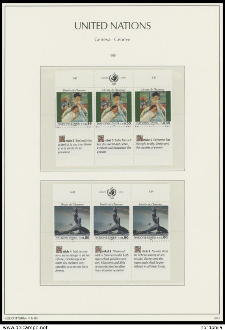 UNO - GENF **, Bis Auf 2 Werte Komplette Postfrische Sammlung UNO-Genf Von 1981-92 Auf Leuchtturm Falzlosseiten, Prachte - Autres & Non Classés