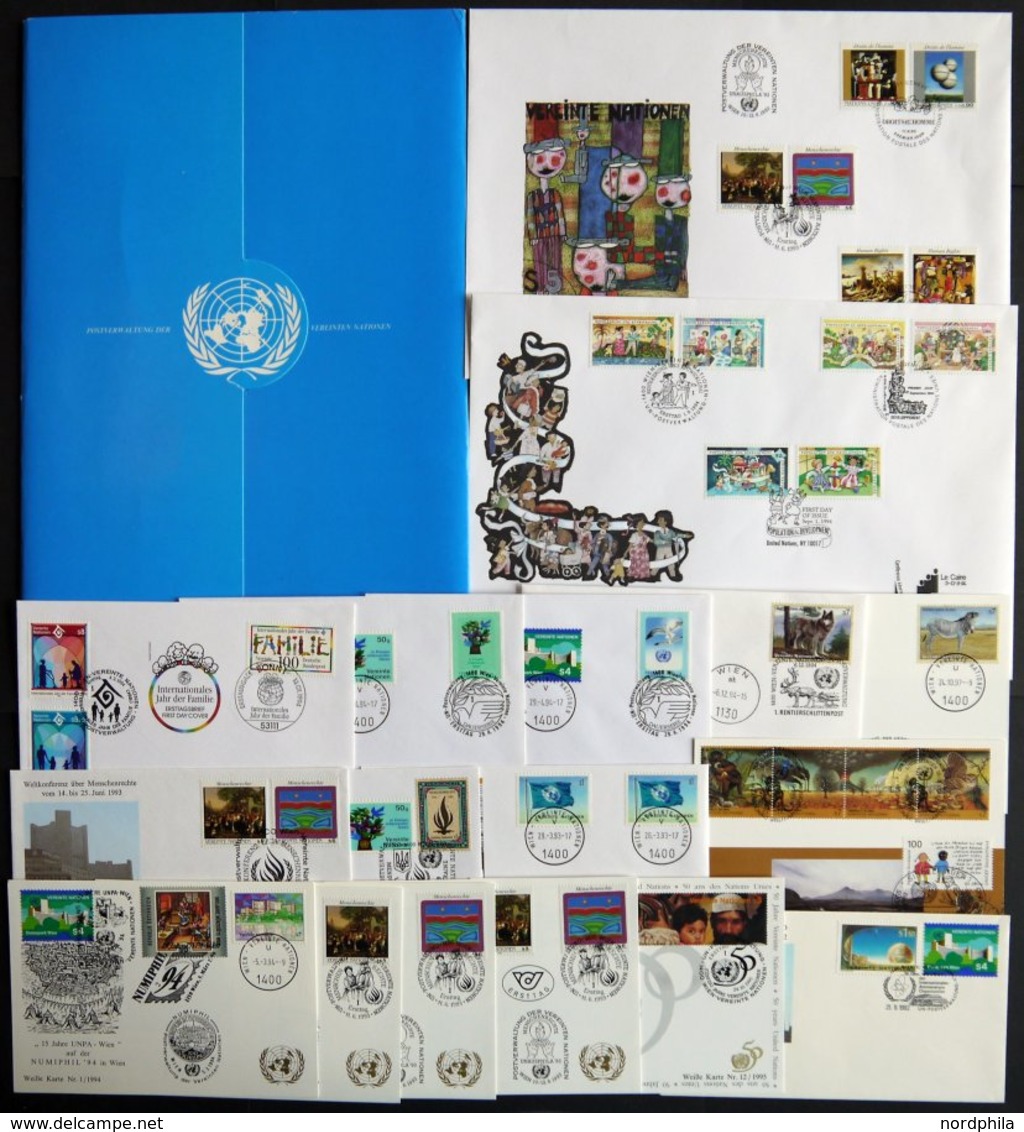 UNO - WIEN **,Brief , Komplette Postfrische Sammlung UNO-Wien Von 1979-91, Dazu Einige FDC`s Von 1993-95 Sowie 3 Mappen  - Autres & Non Classés