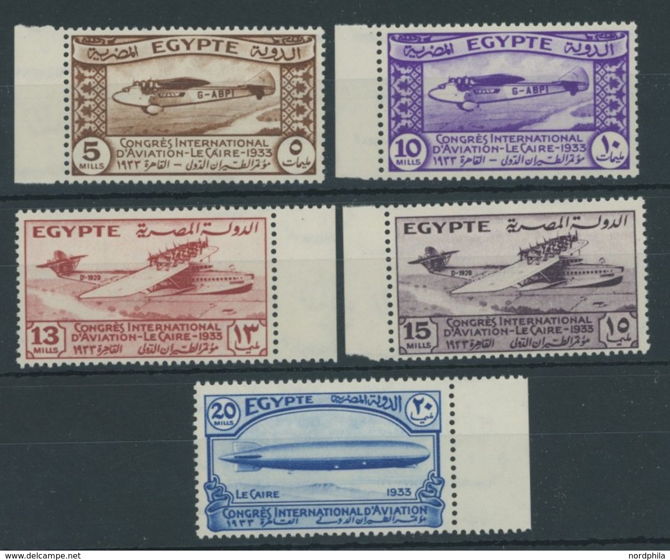 ÄGYPTEN 186-90 **, 1933, Luftfahrtkongress, Postfrischer Prachtsatz - Autres & Non Classés