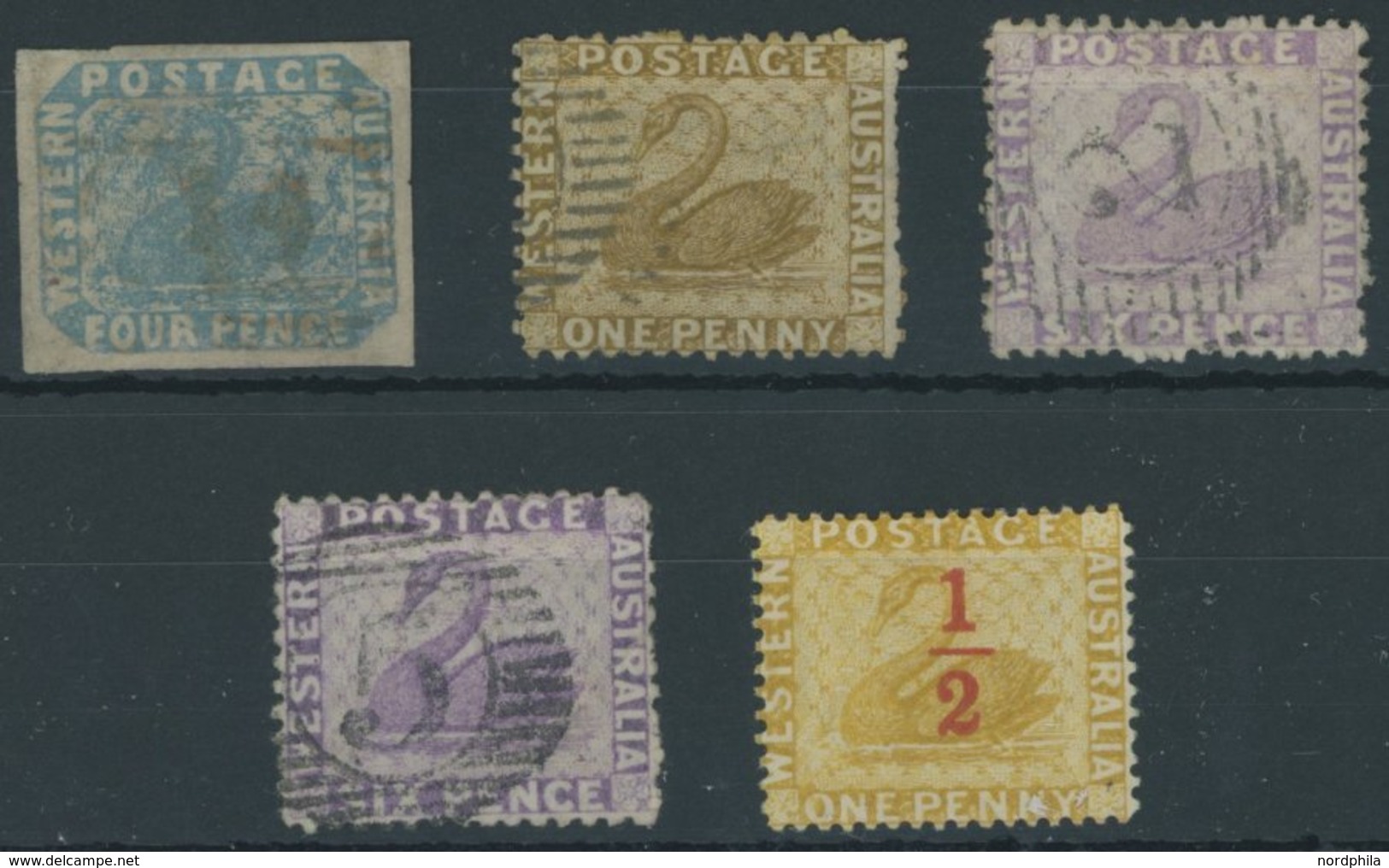 WESTAUSTRALIEN O,* , 1854-84, 5 Verschiedene Werte, Etwas Unterschiedlich - Used Stamps