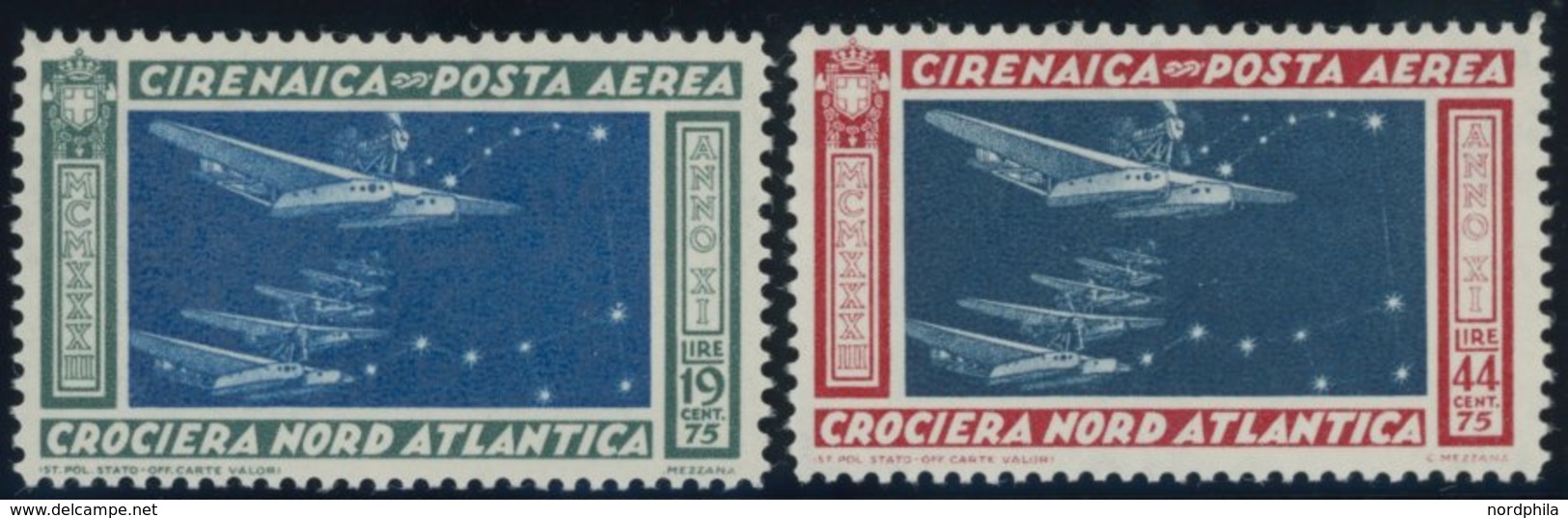 CYRENAICA 109/10 **, 1933, Geschwaderflug, 2 Postfrische Prachtwerte - Other & Unclassified