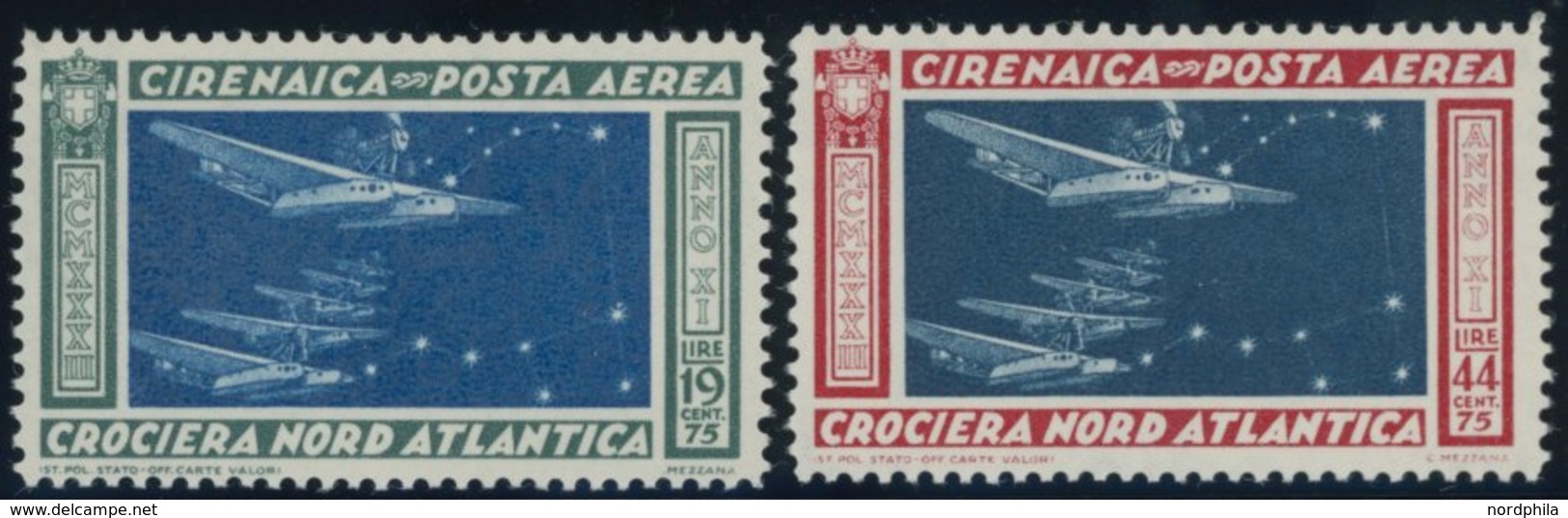 CYRENAICA 109/10 **, 1933, Geschwaderflug, 2 Postfrische Prachtwerte - Autres & Non Classés