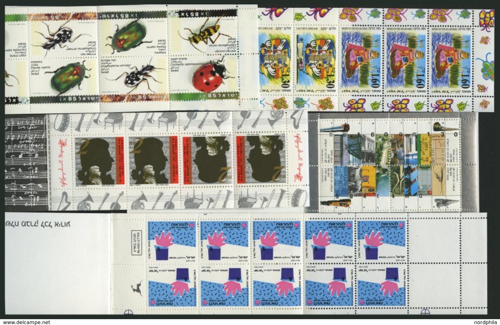 ISRAEL - SAMMLUNGEN, LOTS MH **, 1989-94, 5 Verschiedene Markenheftchen, Pracht, Mi. 134.- - Colecciones & Series