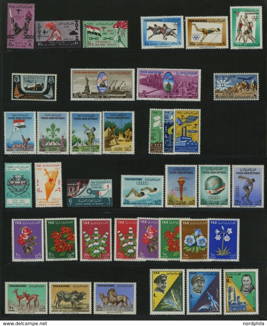 JEMEN - NORDJEMEN **, 1960-67, Partie Verschiedener Flugpost-Marken, Pracht, Mi. 215.- - Yemen