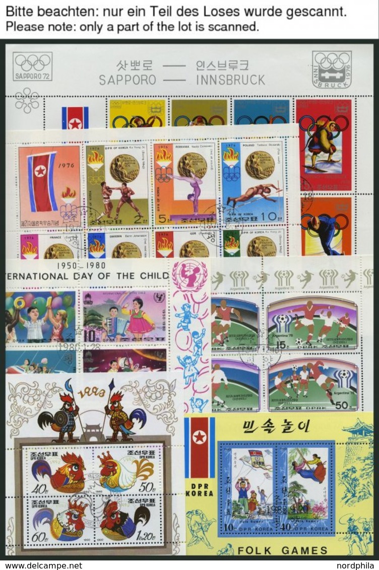 KOREA-NORD Bl. O, 1976-96, Partie Von Ca. 120 Verschiedenen Blocks Und Kleinbogen Mit Ersttags-Sonderstempeln, Pracht - Corée Du Nord