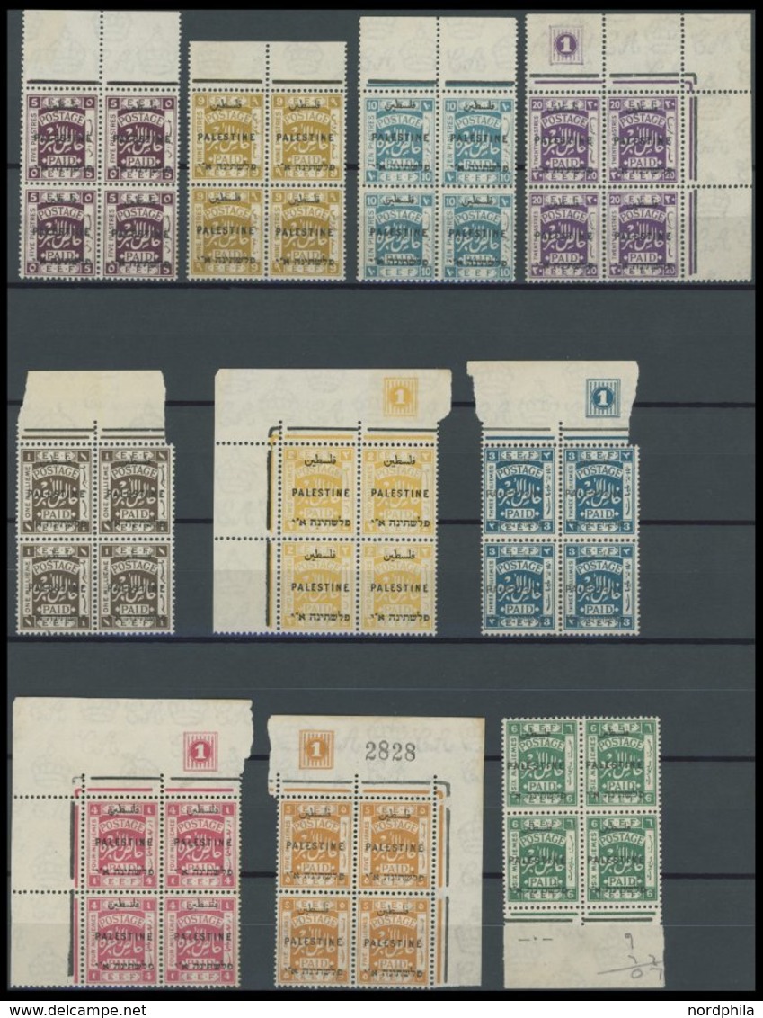 PALÄSTINA 37-51 VB **, 1922, Nicht Ausgegebene Marken In Postfrischen Randviererblocks, Dabei Mi.Nr. 50 Gezähnt 14, Prac - Palestine
