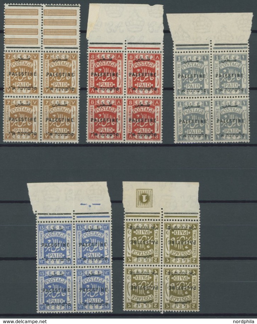 PALÄSTINA 37-51 VB **, 1922, Nicht Ausgegebene Marken In Postfrischen Randviererblocks, Dabei Mi.Nr. 50 Gezähnt 14, Prac - Palestina