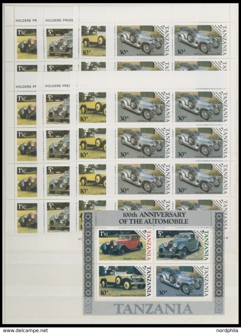 TANSANIA **, 1985-87, Postfrische Dublettenpartie Blocks Und Kleinbogen, Dazu Einige Bogen Und Bogenteile, Prachterhaltu - Tanzania (1964-...)