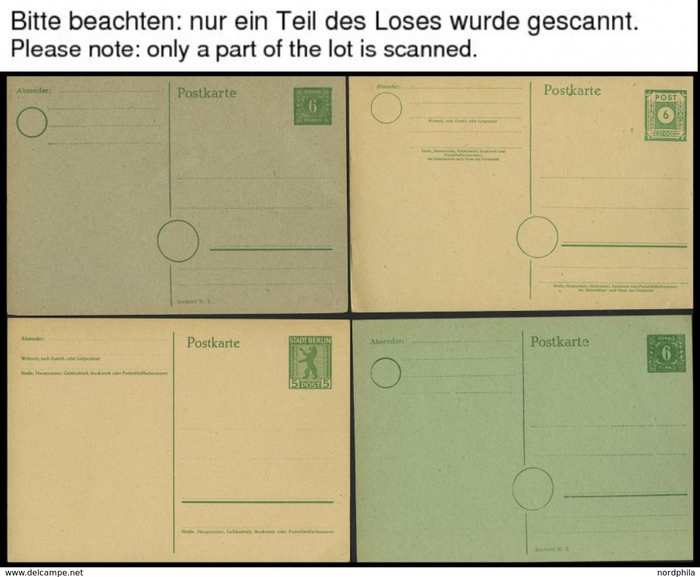 DIVERSES - SAMMLUNGEN, LO Partie Von 177 Verschiedenen Ganzsachenkarten Nachkriegsdeutschland Von 1945-67, Dabei Einige  - Autres & Non Classés