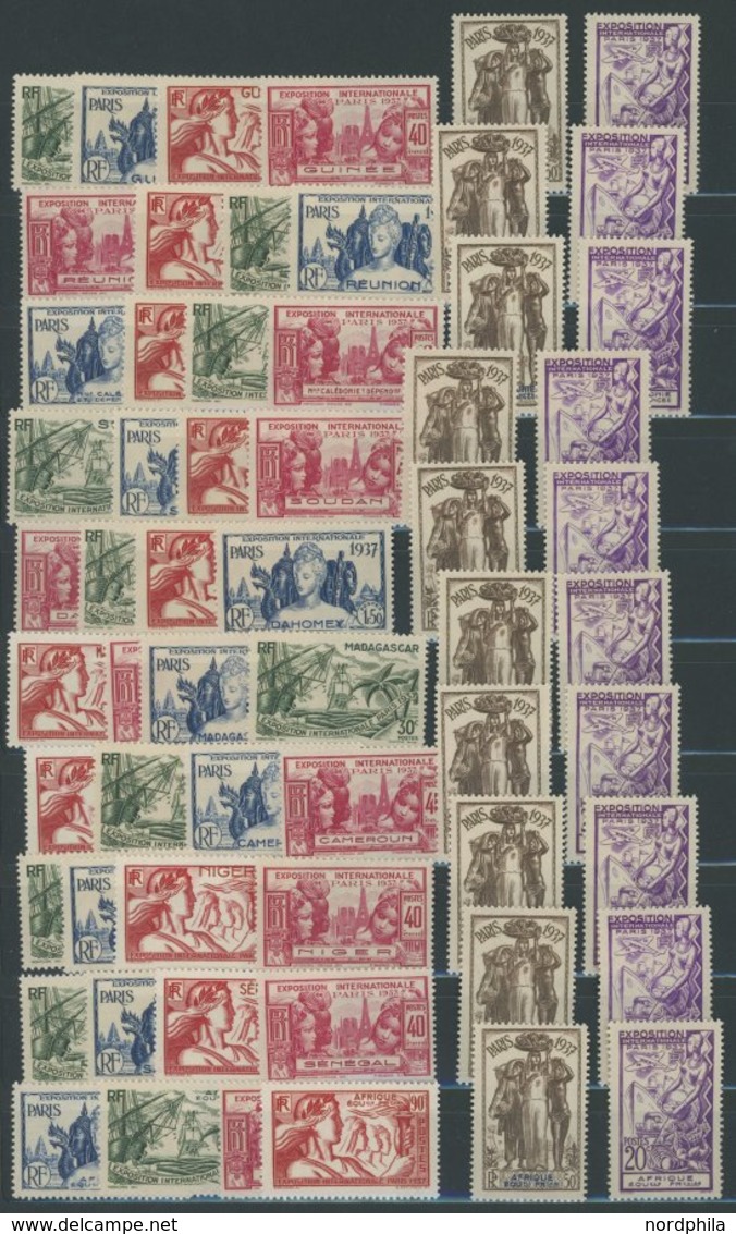 SLG. ÜBERSEE **, Omnibus Ausgabe: 1937 Paris Weltausstellung, 21 Postfrische Prachtsätze Verschiedener Länder - Other & Unclassified