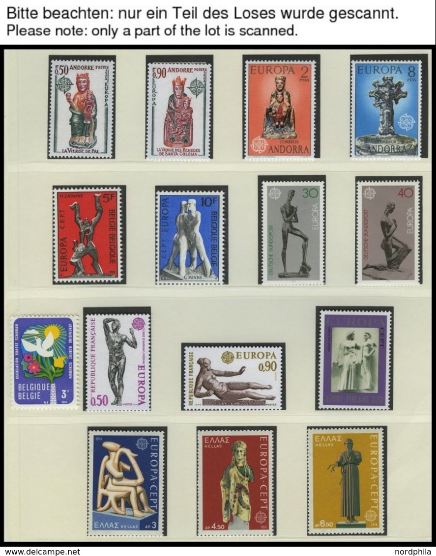 EUROPA UNION **, 1974/5, Skulpturen Und Gemälde, 2 Komplette Jahrgänge, Ohne Monaco Bl. 7 Und 8, Prachterhaltung, Mi. 24 - Other & Unclassified