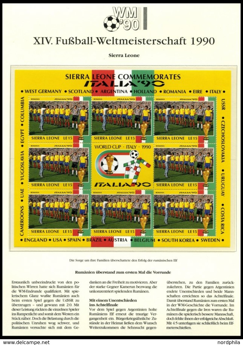 SPORT **,o,Brief , XIV. Fußball-Weltmeisterschaft 1990 In 3 Spezialalben, Mit Blocks, Kleinbogen, Markenheftchen, FDC`s, - Other & Unclassified