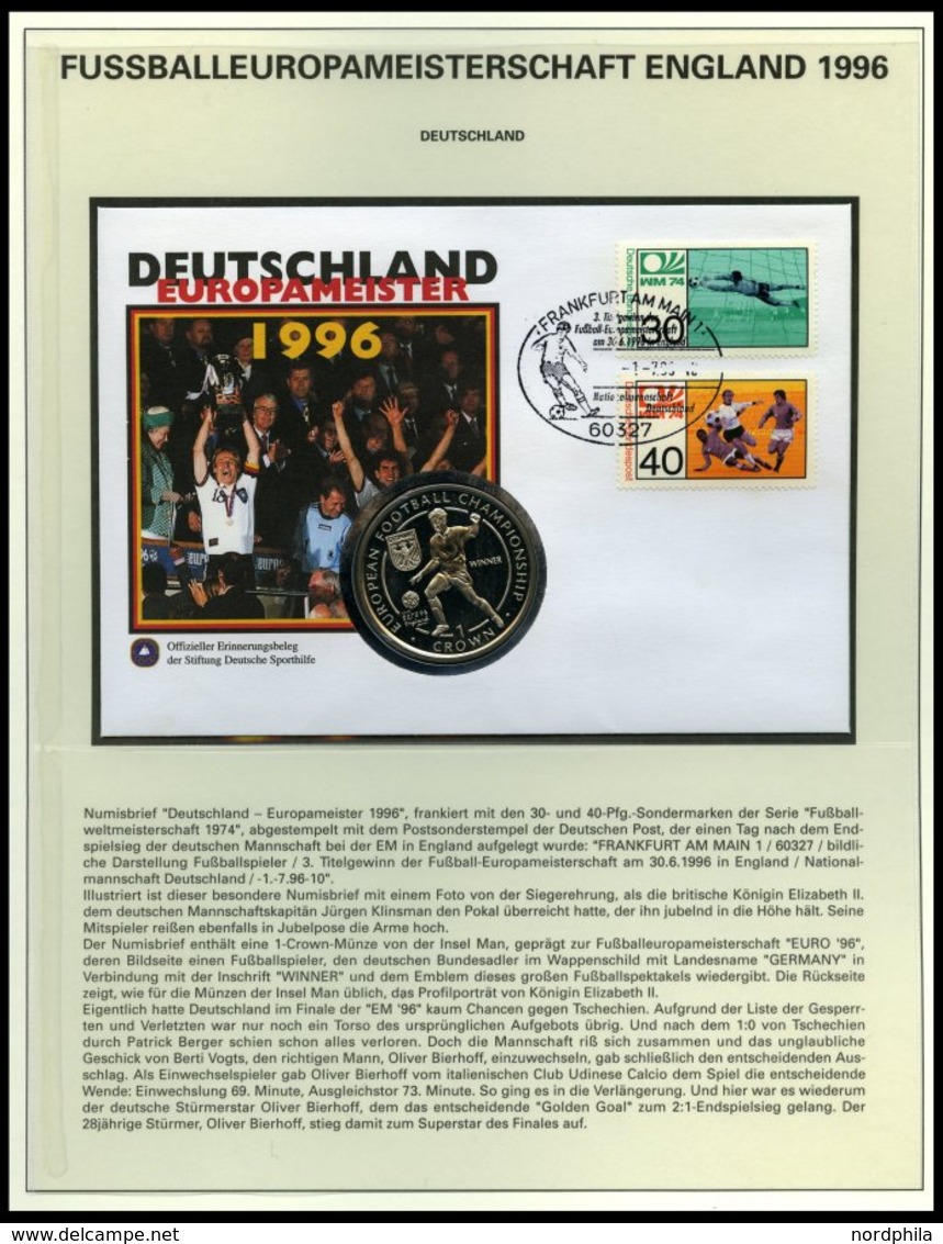 SPORT **,Brief , Fußball-Europameisterschaft England 1996 Auf Siegerseiten Im Album Mit Blocks, Streifen, Einzelmarken,  - Autres & Non Classés