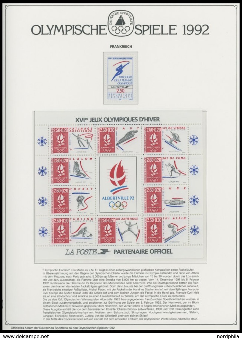 SPORT **,Brief , Olympische Spiele 1992 Im Spezialalbum Der Deutschen Sporthilfe Mit Blocks, Bogen, Markenheftchen, Stre - Other & Unclassified