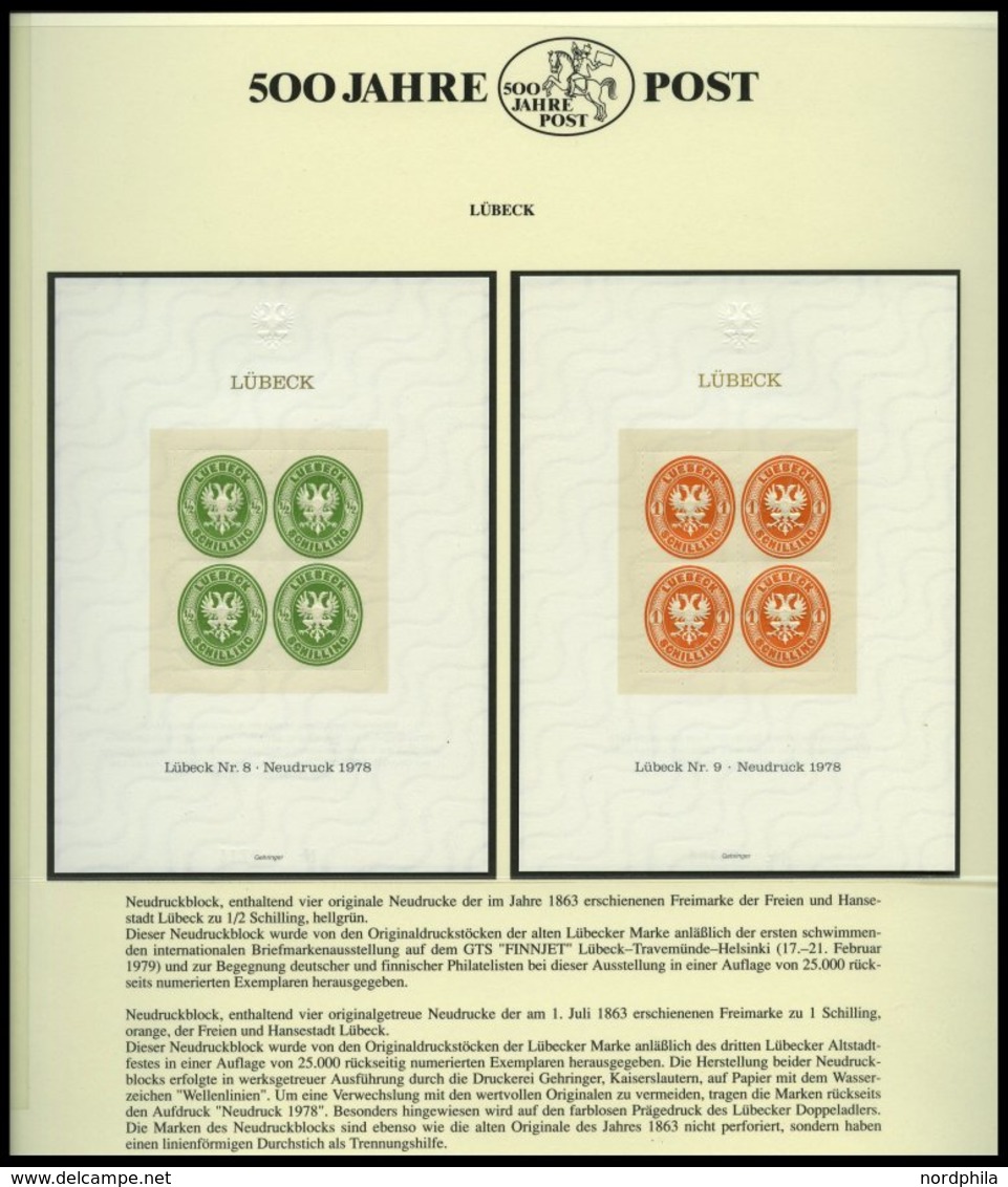 SONSTIGE MOTIVE **,Brief,o , 500 Jahre Post auf Siegerseiten in 3 Alben und einem Leitzordner mit Einzelmarken, Maximumk