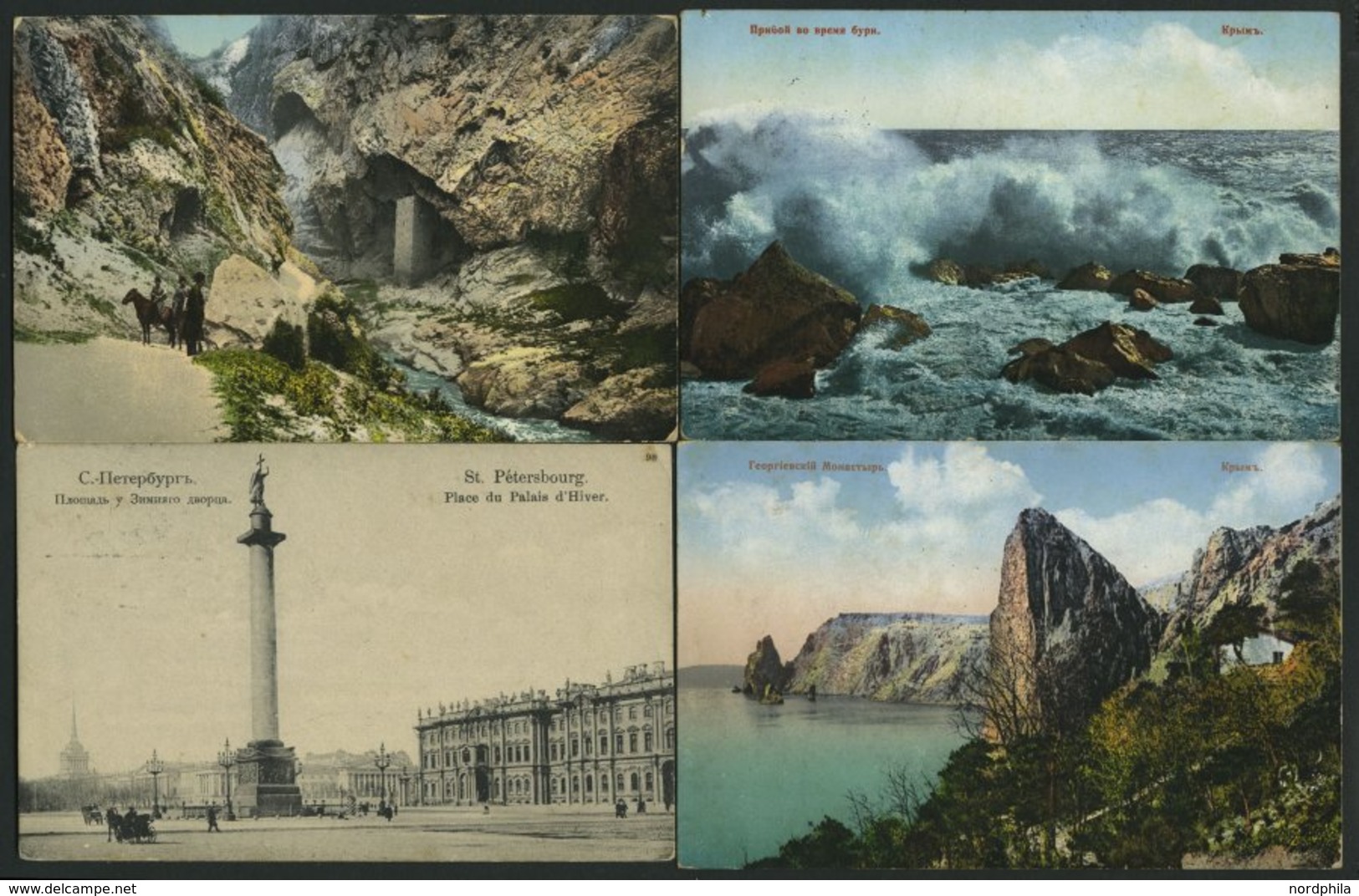 ALTE POSTKARTEN - RUSSLAN 1915/6, 4 Verschiedene Feldpostkarten: 2 Ansichten Von Der Krim, Je Eine Vom Kaukasus Und St.  - Russie