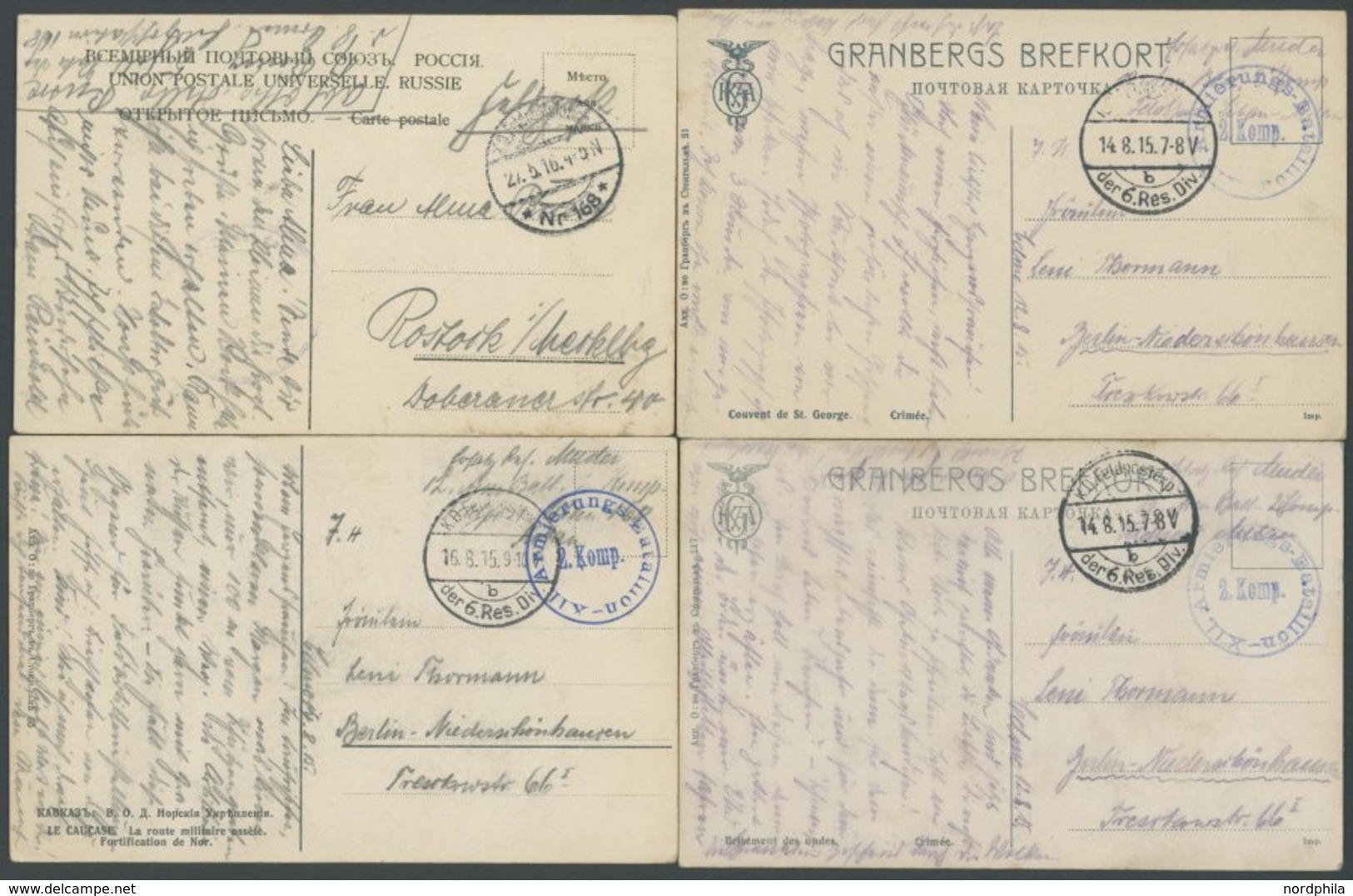 ALTE POSTKARTEN - RUSSLAN 1915/6, 4 Verschiedene Feldpostkarten: 2 Ansichten Von Der Krim, Je Eine Vom Kaukasus Und St.  - Russia