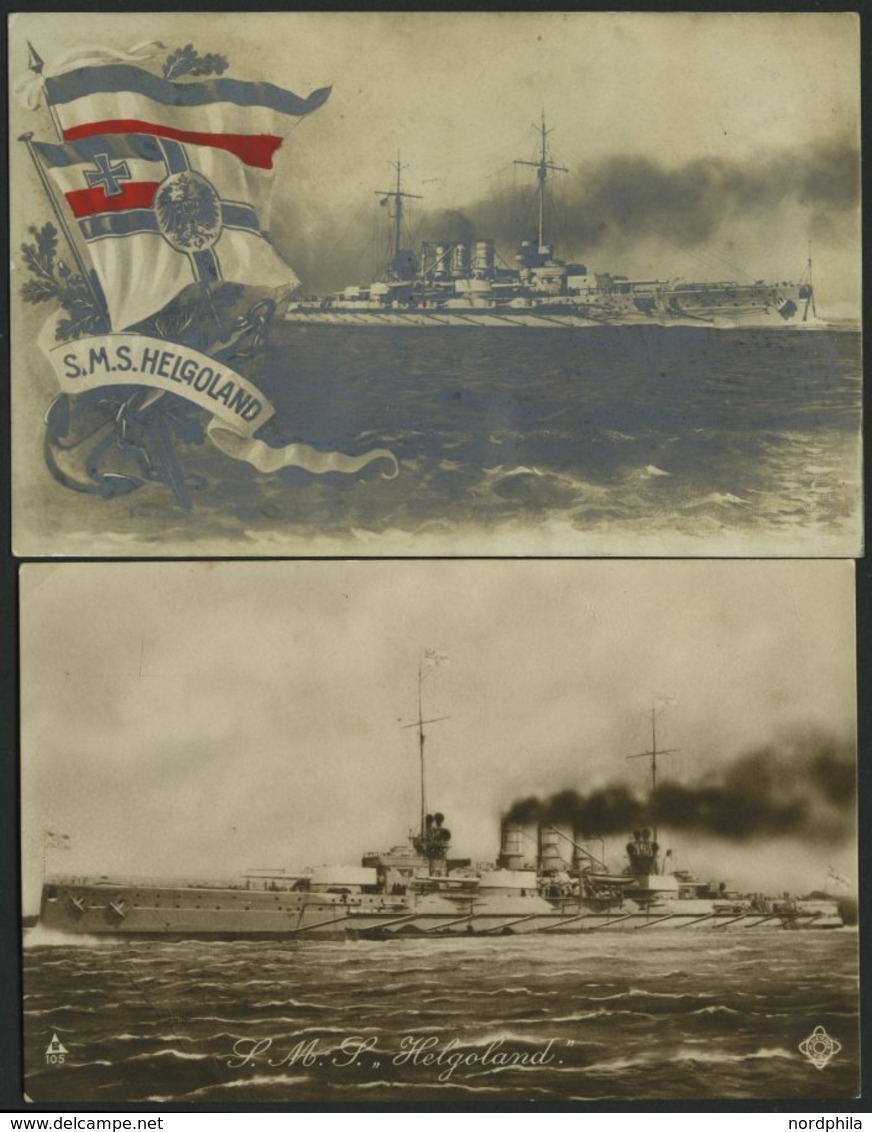 ALTE POSTKARTEN - SCHIFFE KAISERL. MARINE BIS 1918 S.M.S. Helgoland, 2 Ungebrauchte Karten - Krieg