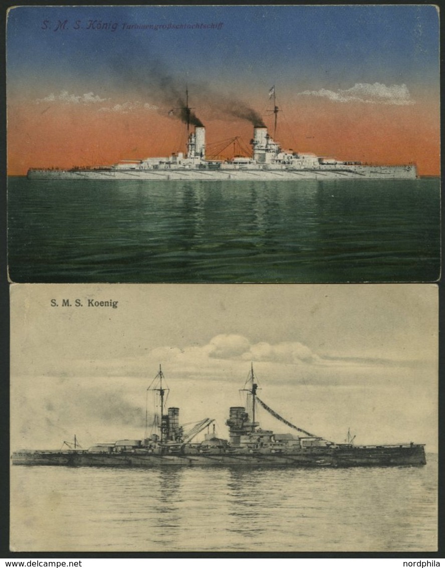 ALTE POSTKARTEN - SCHIFFE KAISERL. MARINE S.M.S. König , 2 Karten - Krieg