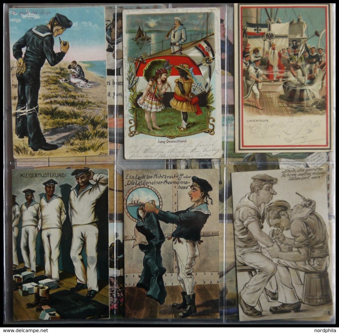 ALTE POSTKARTEN - SCHIFFE KAISERL. MARINE BIS 1918 Matrosenhumor, Interessante Sammlung Von 80 Meist Gebrauchten Karten  - Guerra
