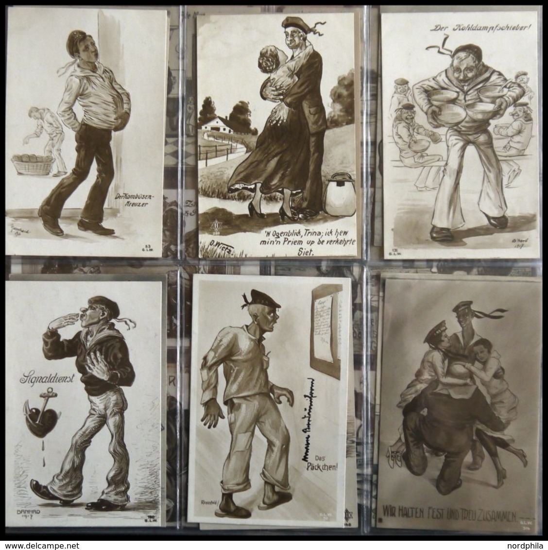 ALTE POSTKARTEN - SCHIFFE KAISERL. MARINE BIS 1918 Matrosenhumor, interessante Sammlung von 80 meist gebrauchten Karten 
