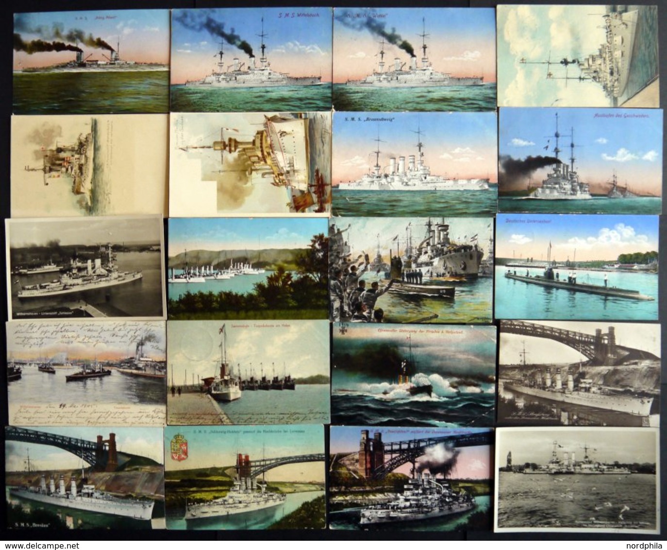 ALTE POSTKARTEN - SCHIFFE KAISERL. MARINE BIS 1918 Kriegsschiffe, Interessante Sammlung Von 54 Karten, Teils Sehr Selten - Warships