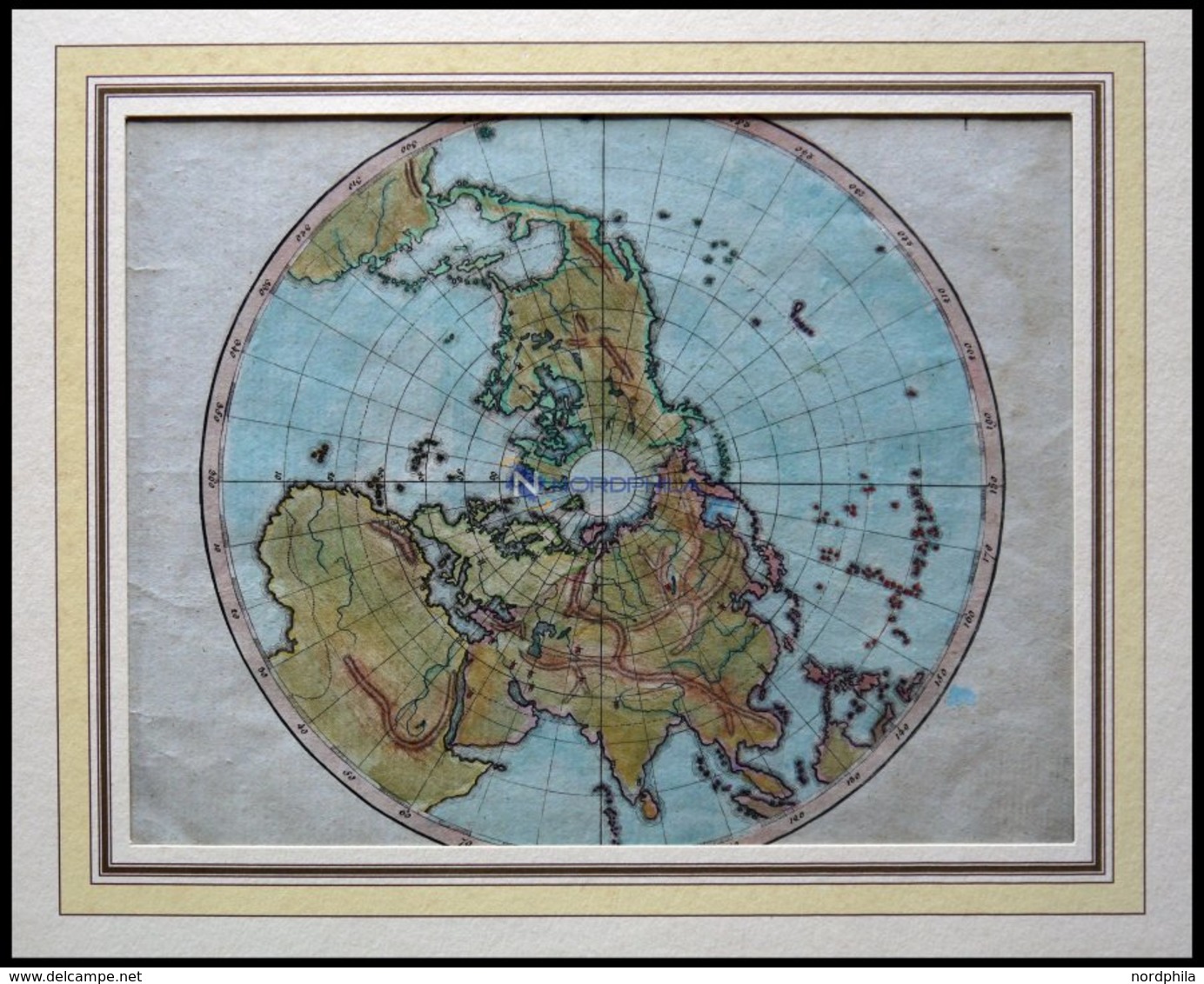 Die Nördliche Hemisphäre, Blindkarte, Kolorierter Kupferstich Von Güssefeld, Weimar 1803 - Autres & Non Classés