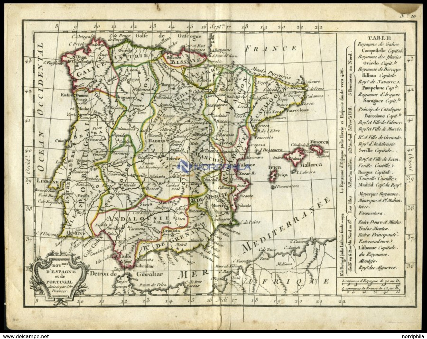 Spanien Und Portugal, D`Espagne Et De Portugal, Grenzkolorierter Kupferstich Aus Delamarché Petit Atlas Um 1785 - Other & Unclassified
