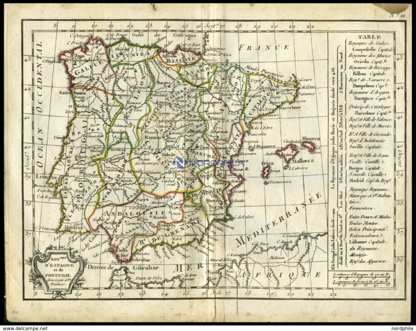 Spanien Und Portugal, D`Espagne Et De Portugal, Grenzkolorierter Kupferstich Aus Delamarché Petit Atlas Um 1785 - Otros & Sin Clasificación