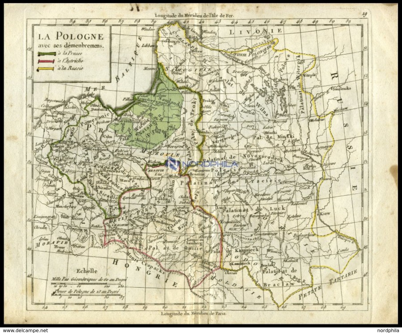 Generalkarte, La Pologne, Grenzkolorierter Kupferstich Aus Delamarché Petit Atlas Um 1785 - Otros & Sin Clasificación