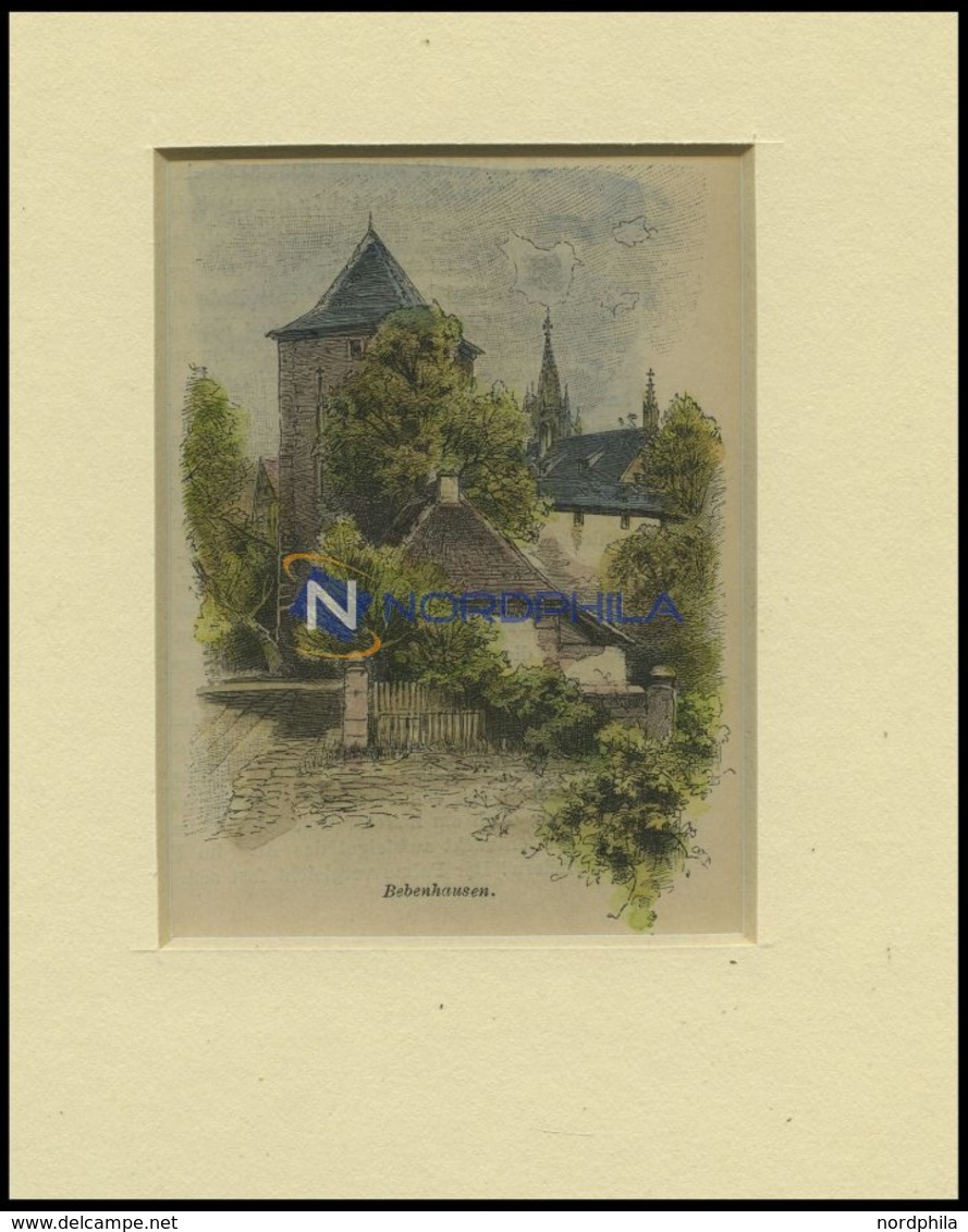 BEBENHAUSEN, Gesamtansicht, Kolorierter Holzstich Um 1880 - Litografía