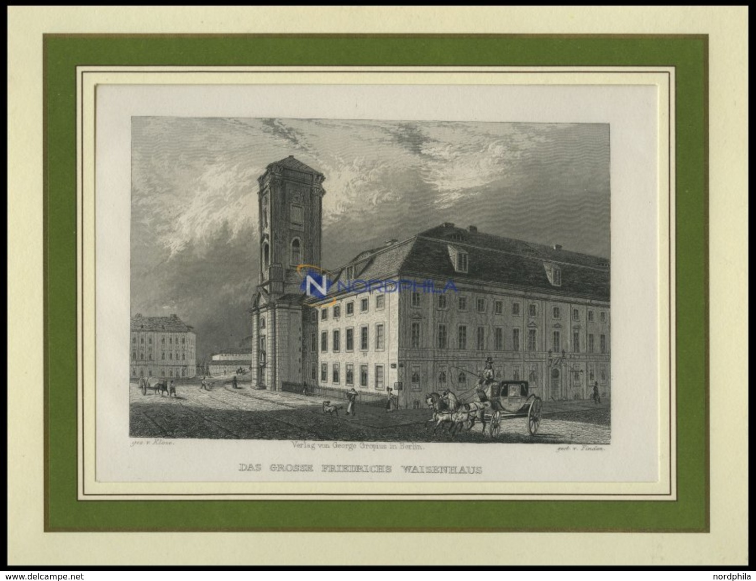 BERLIN: Das Große Friedrichs Waisenhaus, Stahlstich Von Klose/Findenum 1833 - Litografía