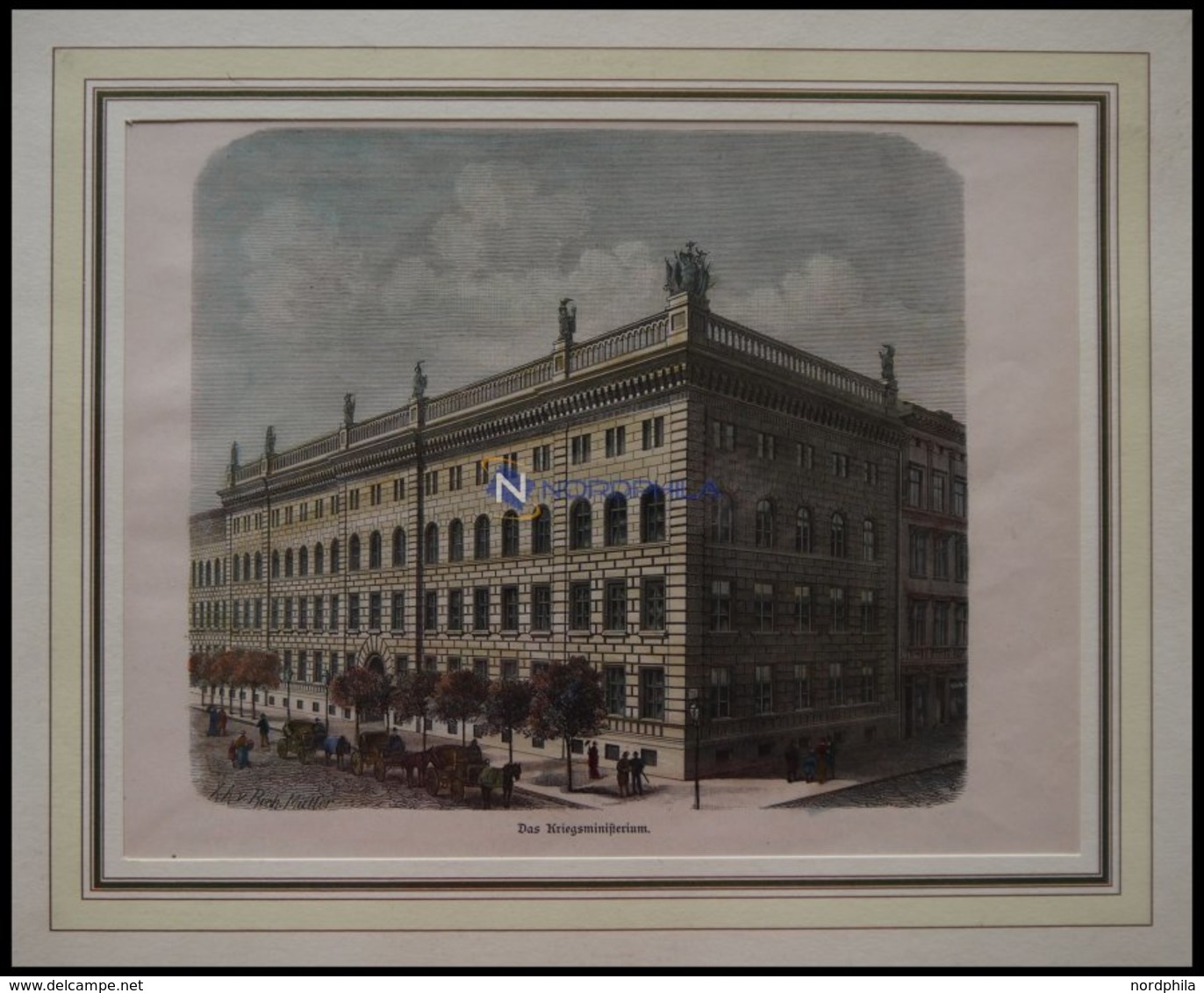 BERLIN: Das Kriegsministerium, Kolorierter Holzstich Um 1880 - Lithographien