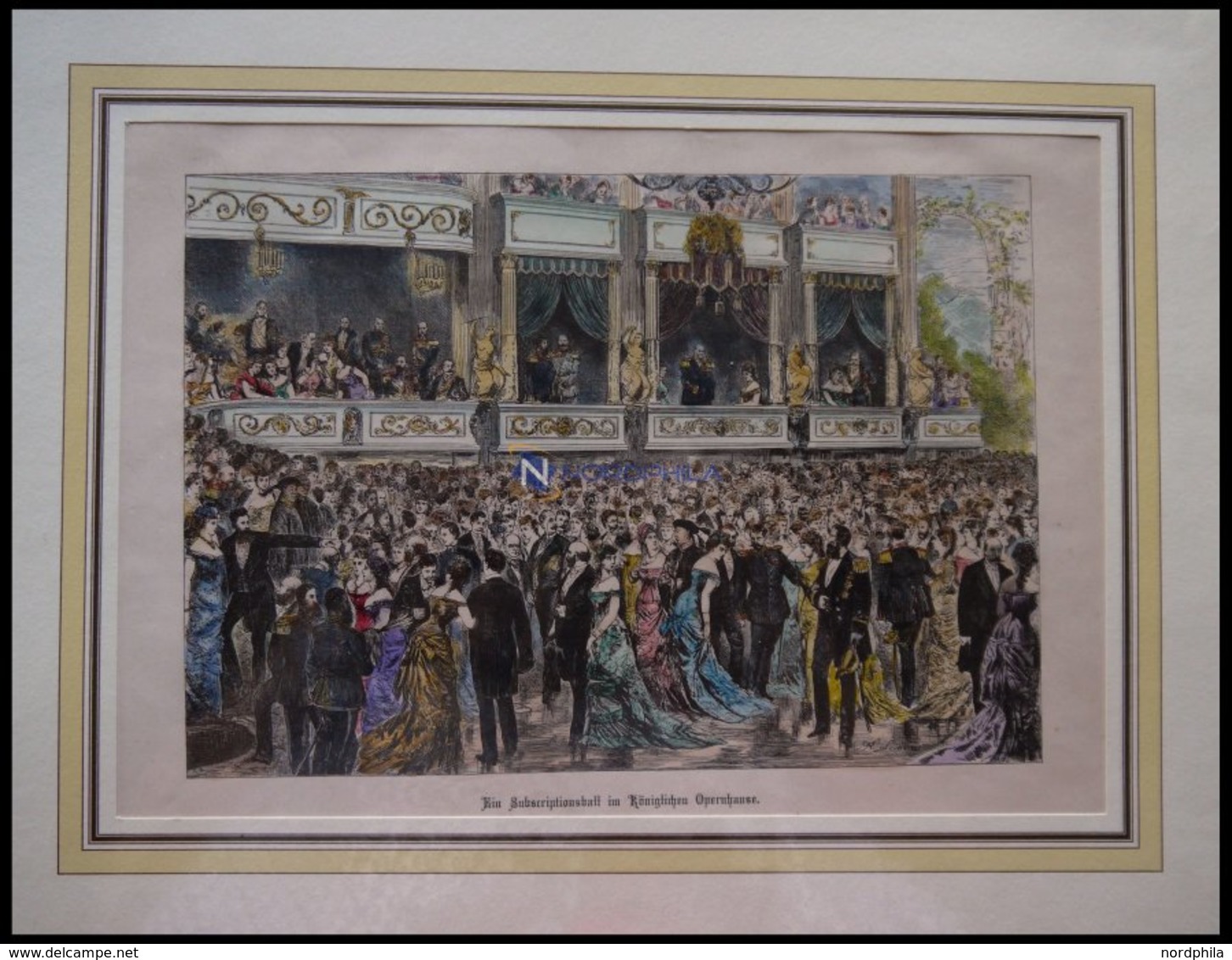 BERLIN: Ein Subscriptionsball Im Königlichen Opernhaus, Kolorierter Holzstich Um 1880 - Lithographien