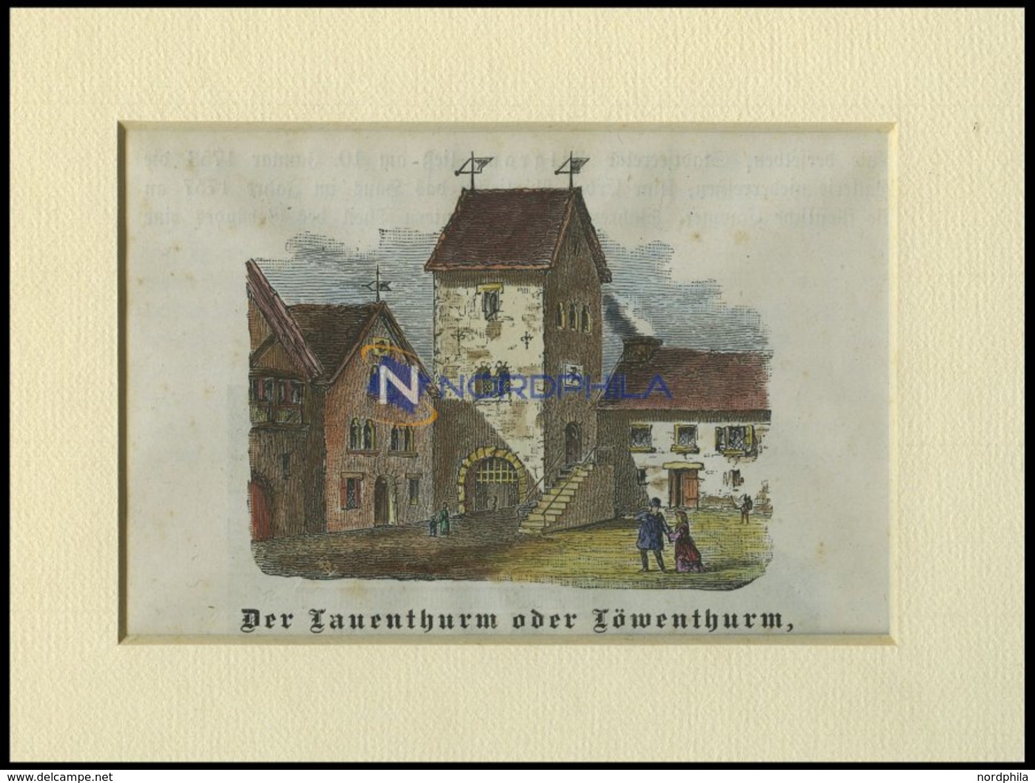 BRAUNSCHWEIG: Der Lauenthurm, Kolorierter Holzstich Auf Vaterländische Geschichten Von Görges 1843/4 - Litografía