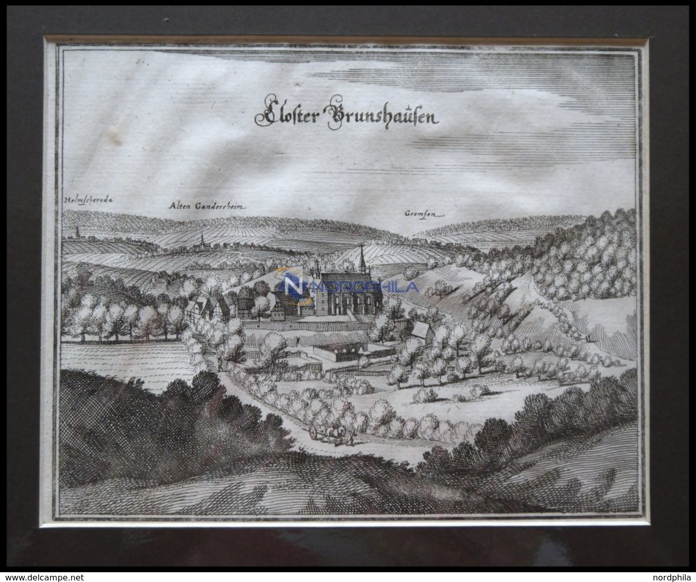 BRUNSHAUSEN/GANDERSHEIM, Gesamtansicht, Kupferstich Von Merian Um 1645 - Litografía