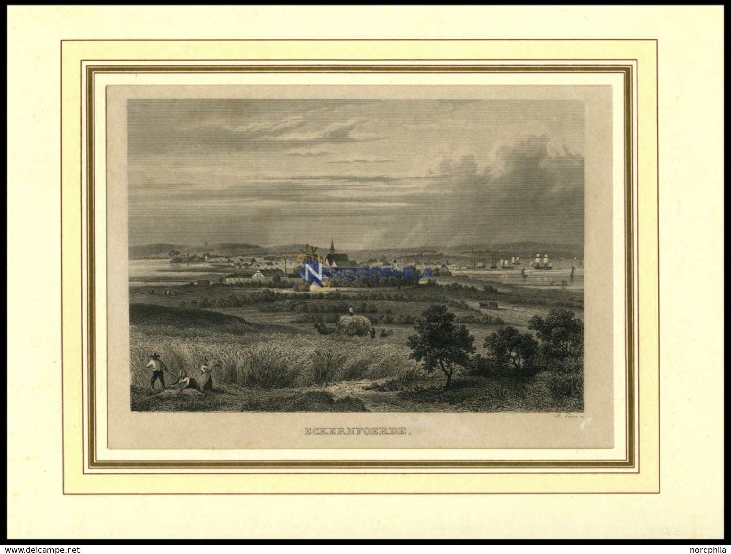 ECKERNFÖRDE, Gesamtansicht, Stahlstich Von B.I. Um 1840 - Lithographien