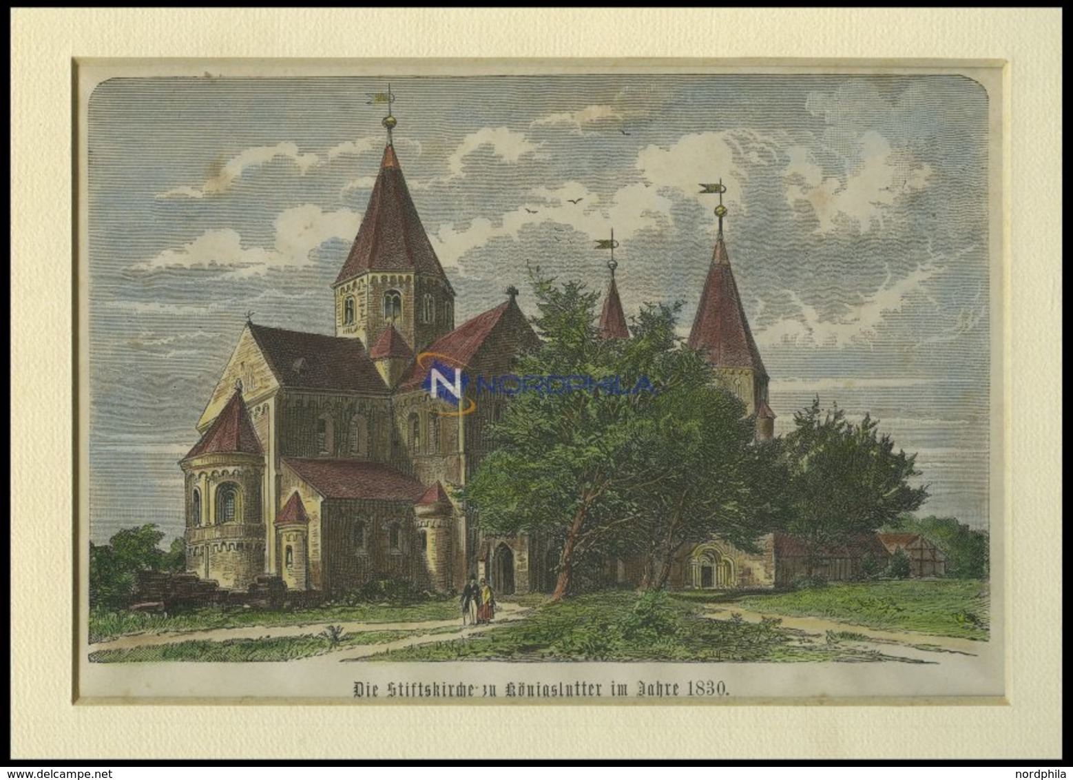 KÖNIGSLUTTER: Die Stiftskirche, Kolorierter Holzstich Auf Vaterländische Geschichten Von Görges 1843/4 - Lithographies