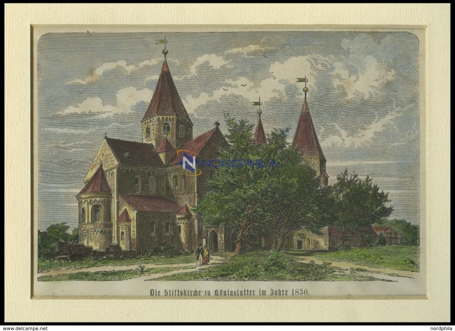 KÖNIGSLUTTER: Die Stiftskirche, Kolorierter Holzstich Auf Vaterländische Geschichten Von Görges 1843/4 - Lithographien