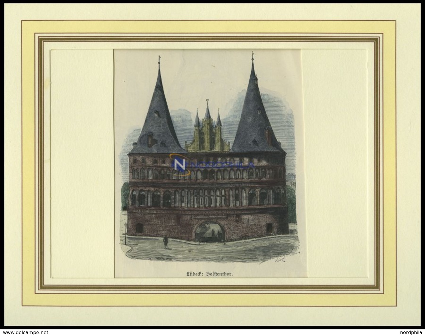 LÜBECK: Das Holstentor, Kolorierter Holzstich Von G. Schönleber Von 1881 - Lithographien