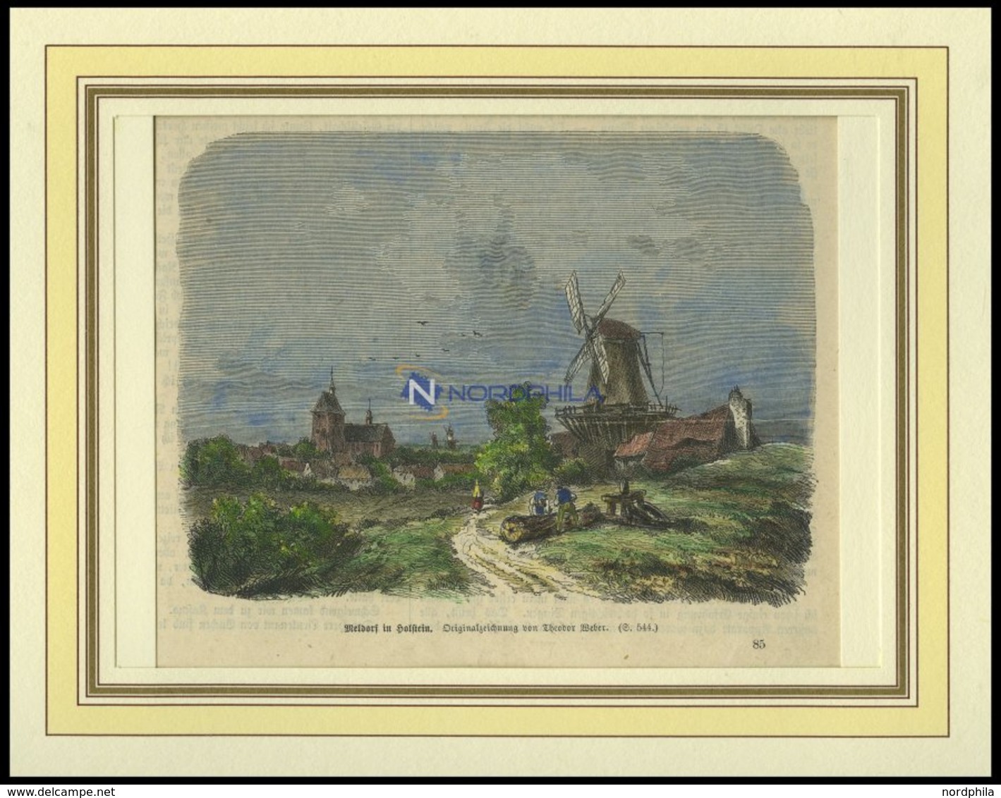 MELDORF I.H., Gesamtansicht, Kolorierter Holzstich Nach Weber Von 1870 - Lithographies