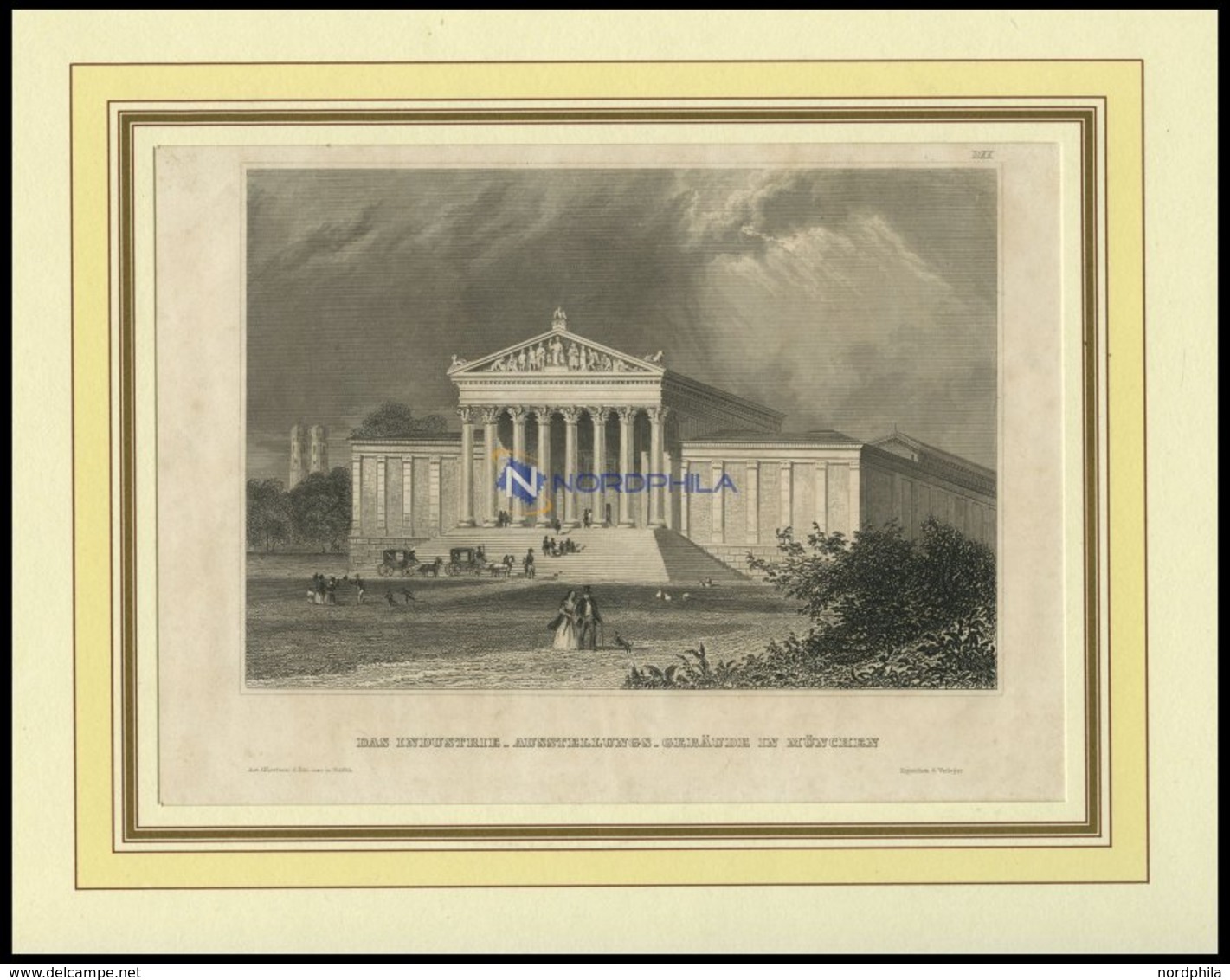 MÜNCHEN: Das Industrieausstellungsgebäude, Stahlstich Von B.I. Um 1840 - Lithographies