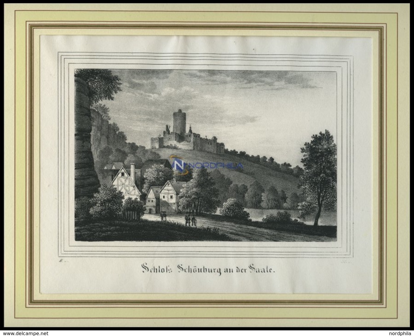 SCHÖNEBERG A.d.SAALE: Das Schloß,Lithographie Aus Saxonia Um 1840 - Lithographies